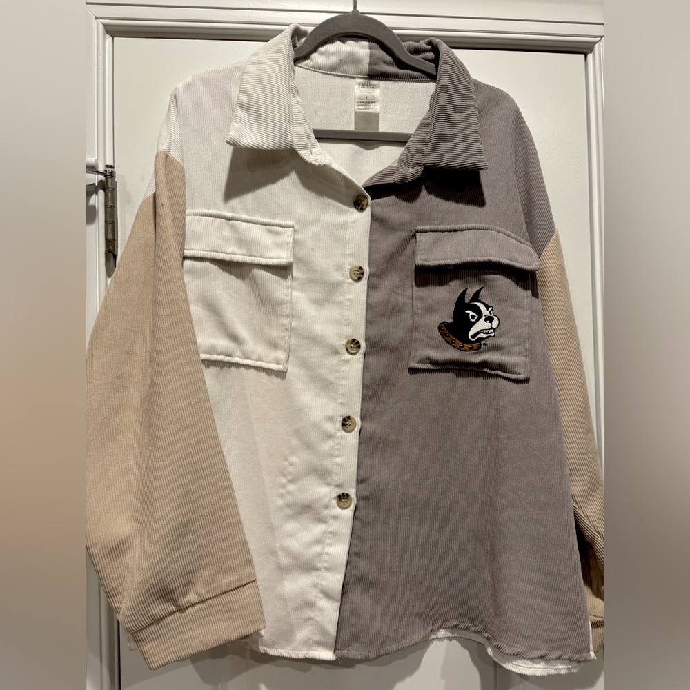 Wofford College - Gameday Couture Embroidered Color Block Corduroy Womens Shirt